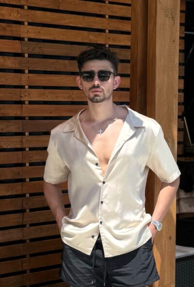 Cămașa cu mânecă scurtă din mătase Mykonos